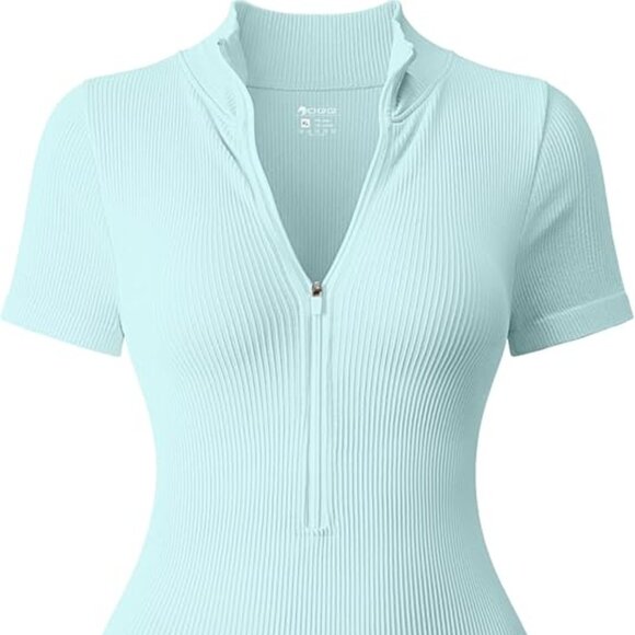 OQQ Women Rompers Ribbed Short Sleeve - Size Small - Picture 3 of 5